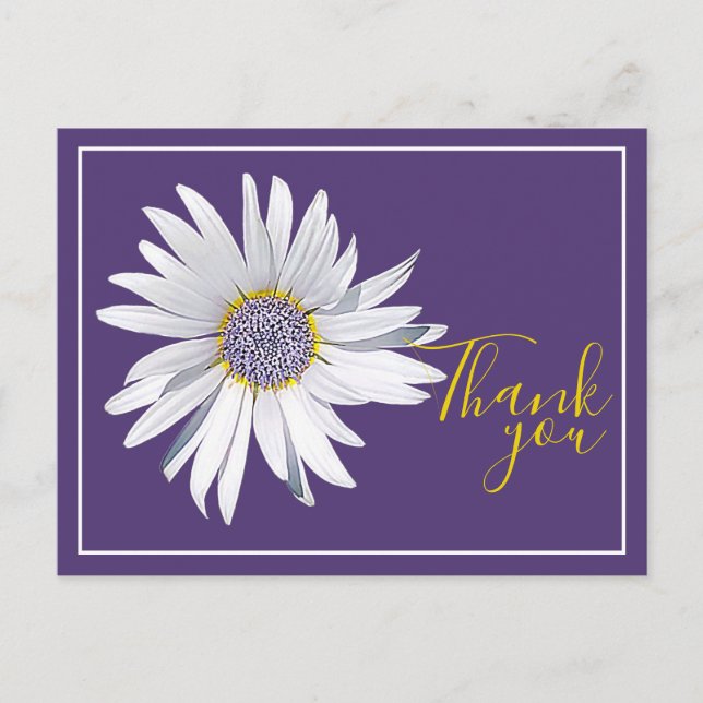 Carte Postale Merci Arrière - plan violet blanc (Devant)