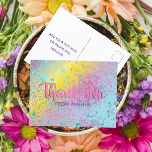 Carte Postale Merci artistique personnalisé couleur pastel arc-e