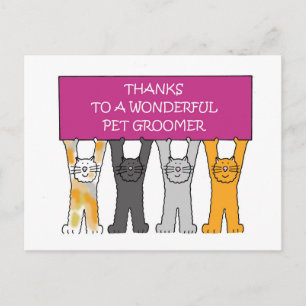 Carte Postale Merci aux chats en dessin pour animaux de compagni