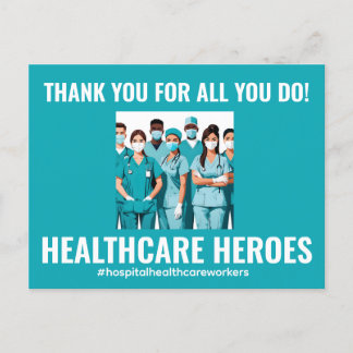 Carte Postale Merci aux héros de la santé infirmière médecin