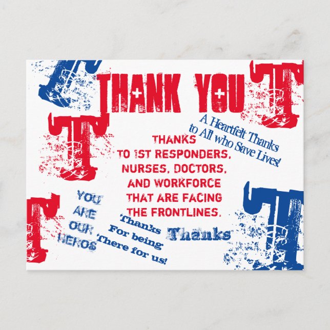 CARTE POSTALE MERCI AUX MÉDECINS, INFIRMIÈRES ET PREMIERS INTERV (Devant)