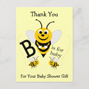 Carte Postale Merci Baby shower Bee Design
