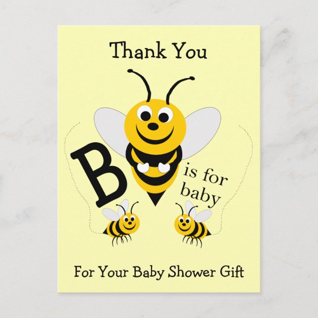 Carte Postale Merci Baby shower Bee Design (Devant)