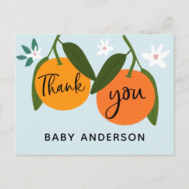 Carte postale Merci Baby shower orange (Devant)