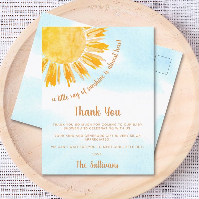 Carte Postale Merci Baby shower solaire (Créateur téléchargé)