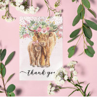 Merci Baby Shower Vache des Highlands Rose