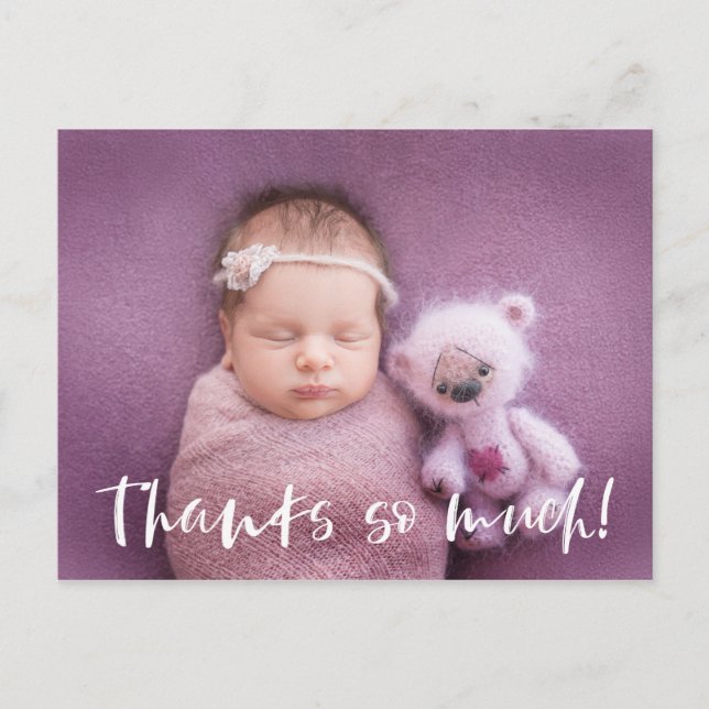 Carte Postale Merci Beaucoup | Blanc | Merci photo bébé (Devant)