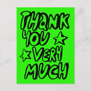 Carte Postale MERCI BEAUCOUP Bulles Lettres Vert Citron PERSONNA