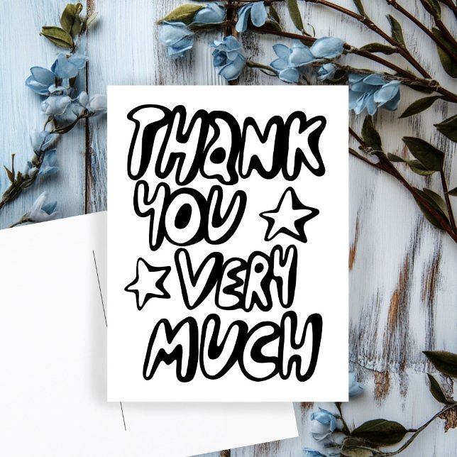 Carte Postale MERCI BEAUCOUP Lettres bulles B&W SUR MESURE   (THANK YOU VERY MUCH Bubble Letters B&W CUSTOM Postcard
)