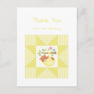 Carte Postale Merci bébé mignon Motif couette oreille jaune