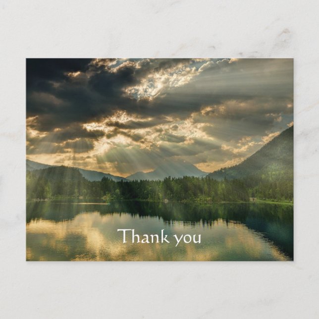 Carte Postale Merci Bible Écriture Sunrise Breaking Lake (Devant)