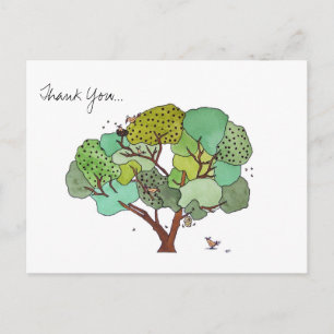 Carte postale Merci Bird and Bees Watercolor