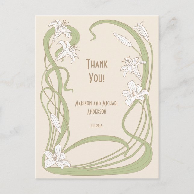 Carte Postale Merci blanc Lilies (Devant)
