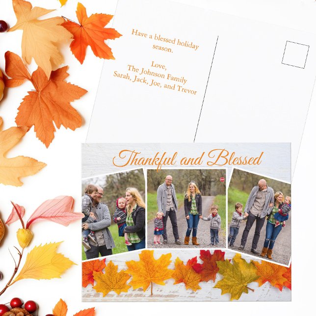 Carte Postale Merci Blessed Family Photo Collage Thanksgiving (Créateur téléchargé)