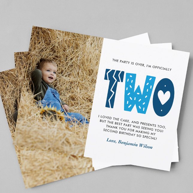 Carte postale Merci bleu 2e anniversaire (Créateur téléchargé)