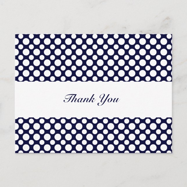 Carte postale Merci bleu blanc Polka-Dots (Devant)