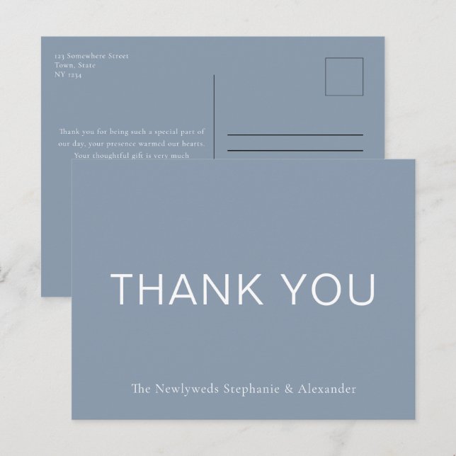 Carte Postale Merci bleu poussiéreux simple (Devant / Derrière)