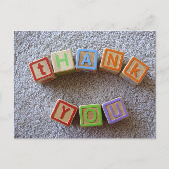 Carte Postale Merci - Blocs Alphabet (Devant)