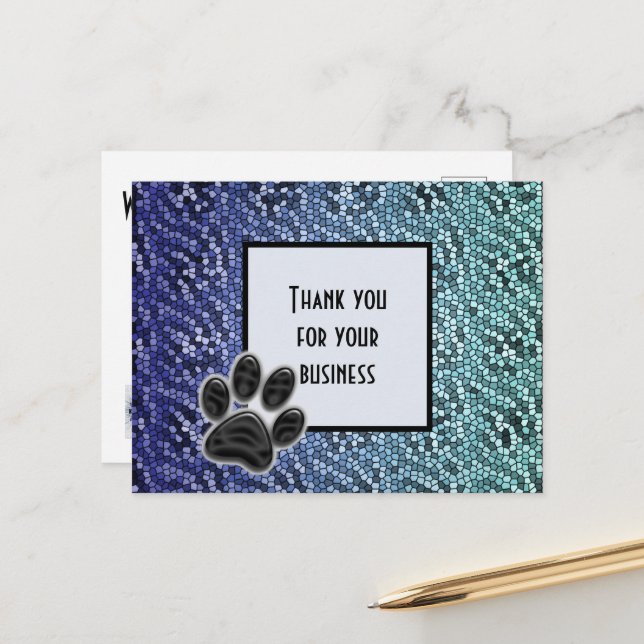 Carte Postale Merci bon marché pour votre animal d'affaires Paw (Devant/Arrière en situation)