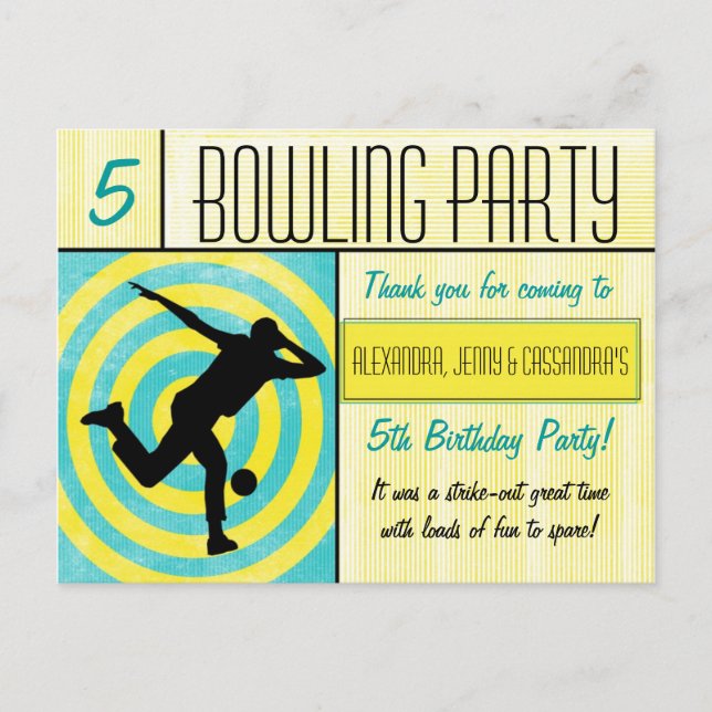 Carte postale Merci Bowling Party - Noms multiples (Devant)
