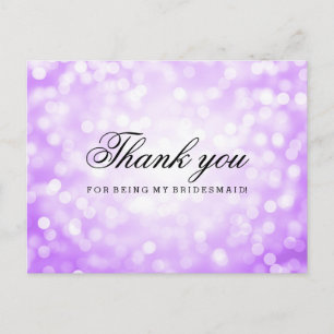 Carte Postale Merci Bridesmaid Purple Parties scintillant lumièr