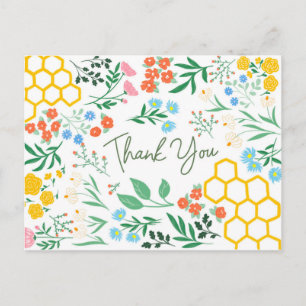 Carte Postale Merci Bumble Bee et Fleur sauvage