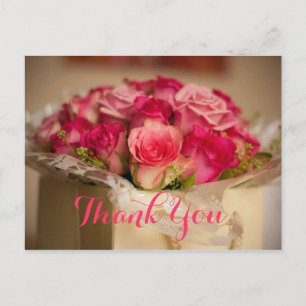 Carte Postale Merci cadeau mariage Bouquet floral rose