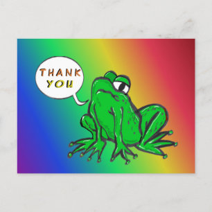 Carte postale MERCI caricature grenouille verte