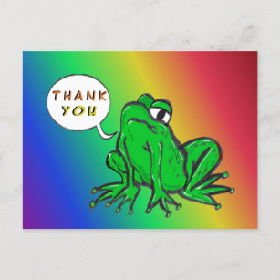 Carte postale MERCI caricature grenouille verte