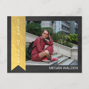 Carte postale Merci Chalk & Faux Gold Foil Graduat