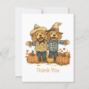 Carte Postale Merci Chiens Goldendoodle de la récolte d'automne
