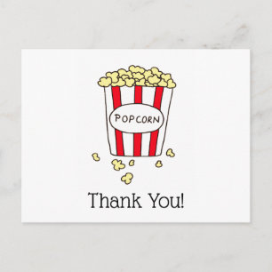Carte Postale Merci Cinéma Popcorn Red White Bucket