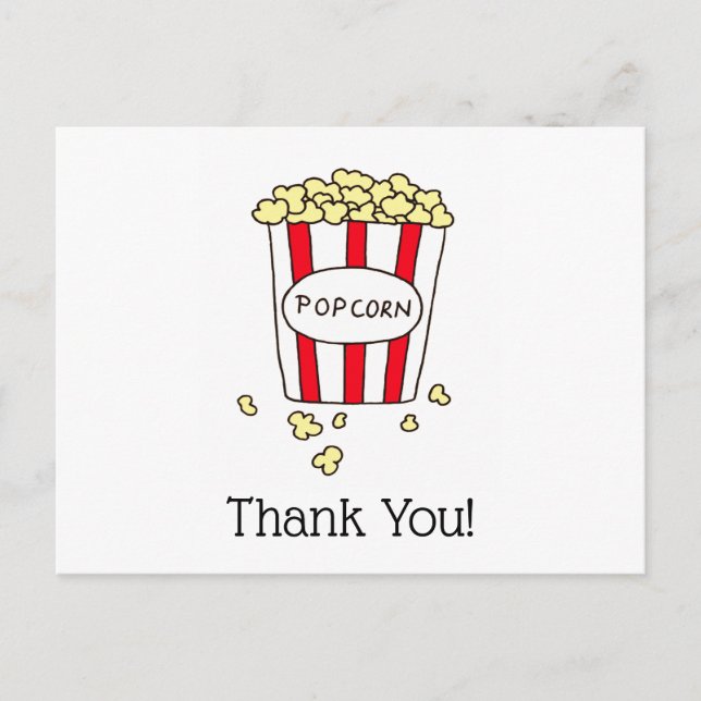 Carte Postale Merci Cinéma Popcorn Red White Bucket (Devant)