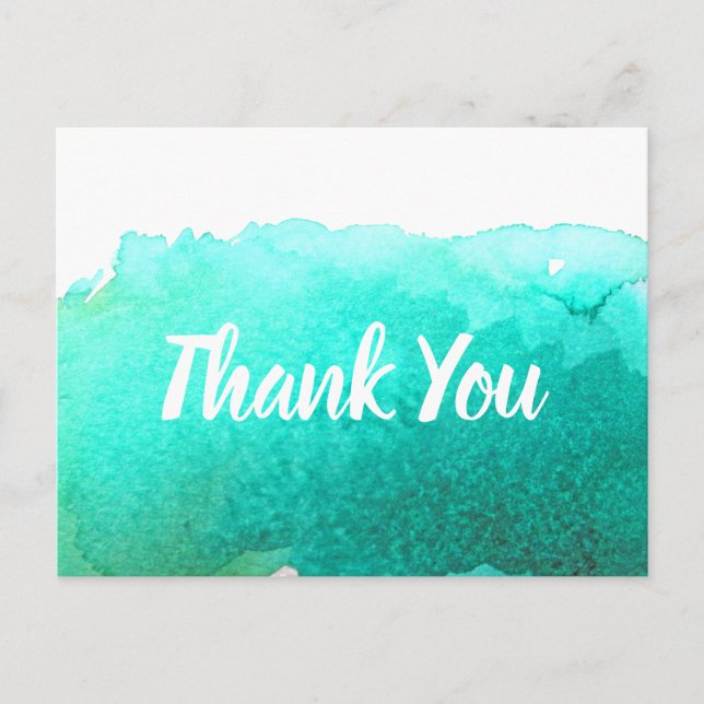 Carte Postale Merci citation turquoise d'aquarelle bleue (Devant)