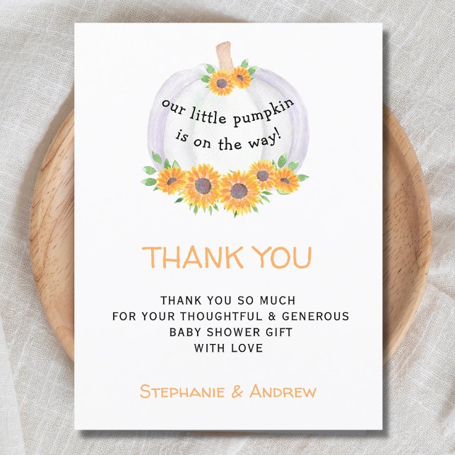 Carte Postale Merci citrouille Baby shower (Créateur téléchargé)