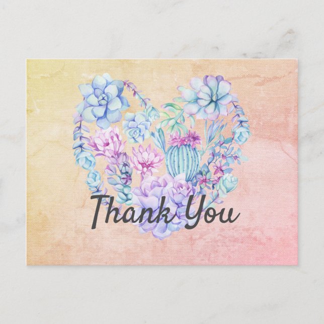 Carte postale Merci Coeur de l'aquarelle Succulent (Devant)