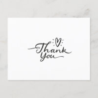 Carte postale Merci coeur mou à script simple