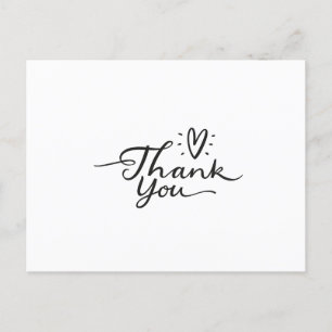 Carte postale Merci coeur mou à script simple