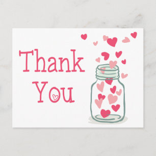 Carte Postale Merci Coeurs roses Vintage Mason Jar Love