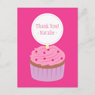 Carte Postale Merci, Cupcake Sucré, Rose