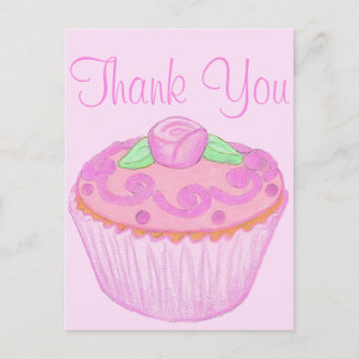 Carte postale Merci Cupcake vert rose 2
