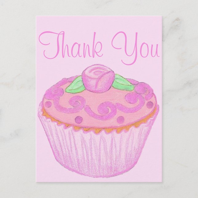 Carte postale Merci Cupcake vert rose 2 (Devant)