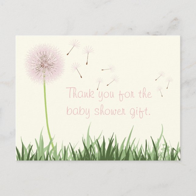 Carte postale Merci Dandelion rose (Devant)