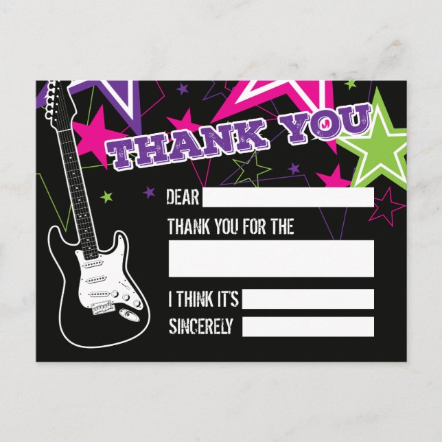 Carte Postale Merci d'anniversaire de rock star (Devant)