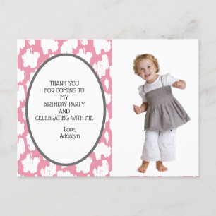 Carte Postale Merci d'anniversaire rose pâle blanc