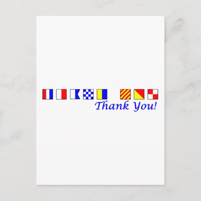 Carte Postale Merci dans l'alphabet du pavillon nautique (Devant)