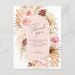 Carte Postale Merci d'arc floral moderne Boho Pampas Grass