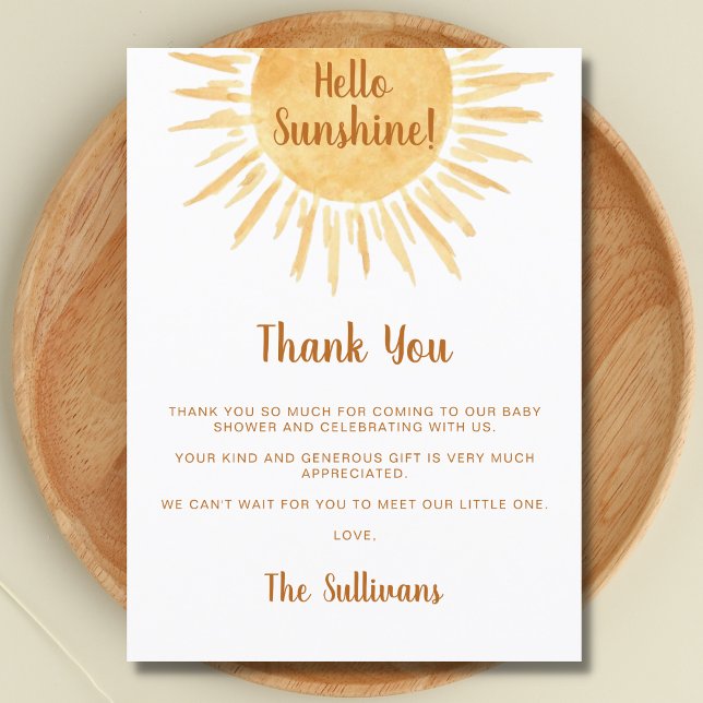 Carte Postale Merci de Baby shower Boho Sunshine (Créateur téléchargé)