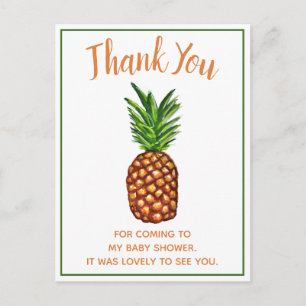 Carte Postale Merci de Baby shower d'ananas tropical