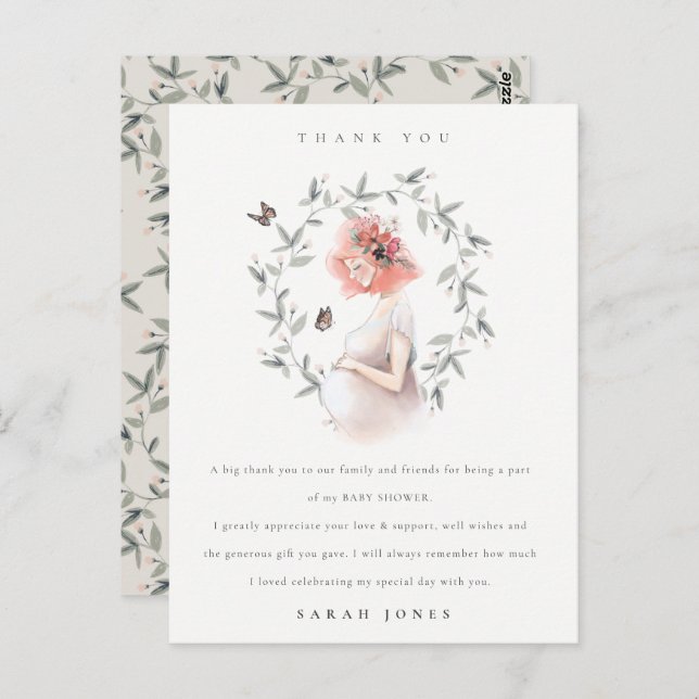 Carte Postale Merci de Baby shower de fermentation des femmes at (Devant / Derrière)